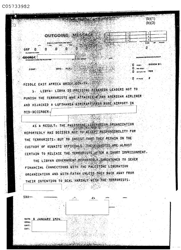 Cia: rapporto datato 8 gennaio 1974 Cia: rapporto datato 8 gennaio 1974